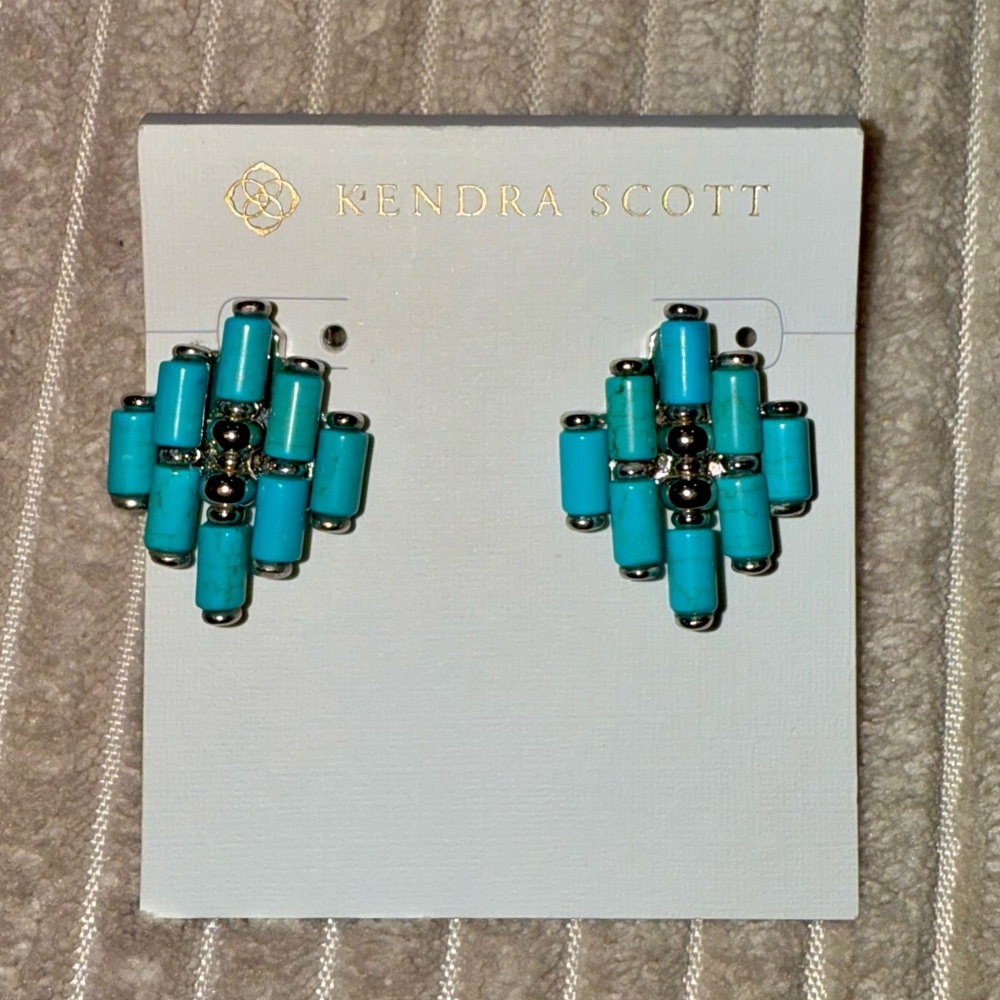 NWT Kendra Scott Ember Statement Stud Turquoise Earrings
